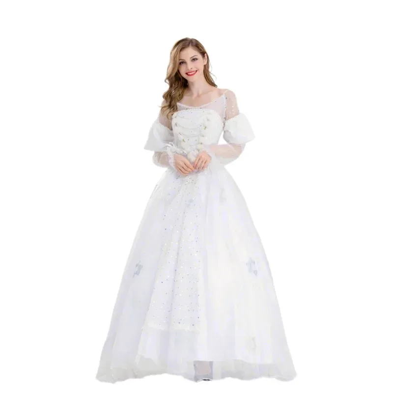 أزياء الهالوين للأميرات البالغة أزياء الملكة البيضاء لمرحلة اللعب والعروض كرنفال الإمبراطورة فستان أنيمي التأثيري sf/1