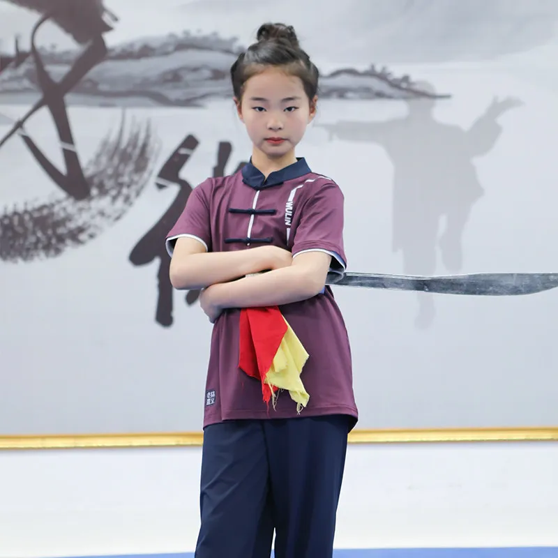 Chinese Style Kids Kung Fu Uniform Set Summer Boys Girls Wushu Training Clothing Tai Chi Performance Tang Suit Kung Fu Outfit