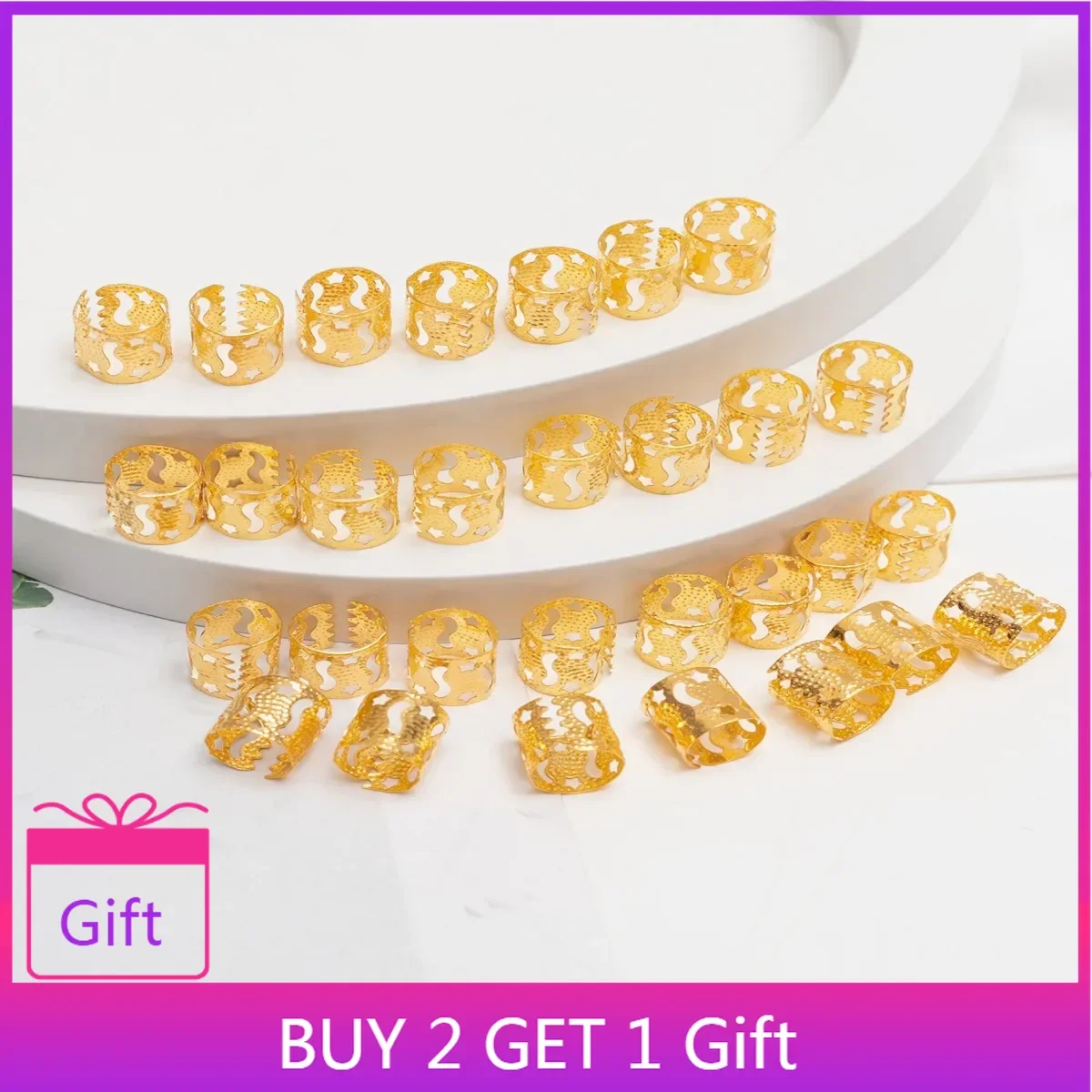 

30PCS Victorian Style Hair Cuffs Metal Dreadlock Rings Boho Chic Accessories Hollow Braid Jewelry Women Teens Party Hairstyling