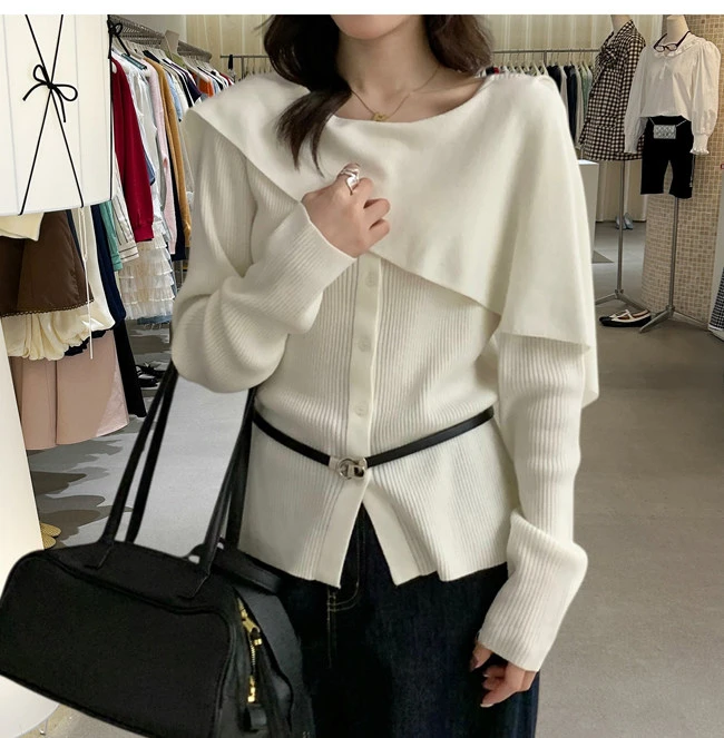 

Женский осенний Wunter Fake из двух предметов, нерегулярная шаль, тонкий кардиган с длинными рукавами, женский элегантный однотонный кардиган с круглым вырезом, верхняя одежда