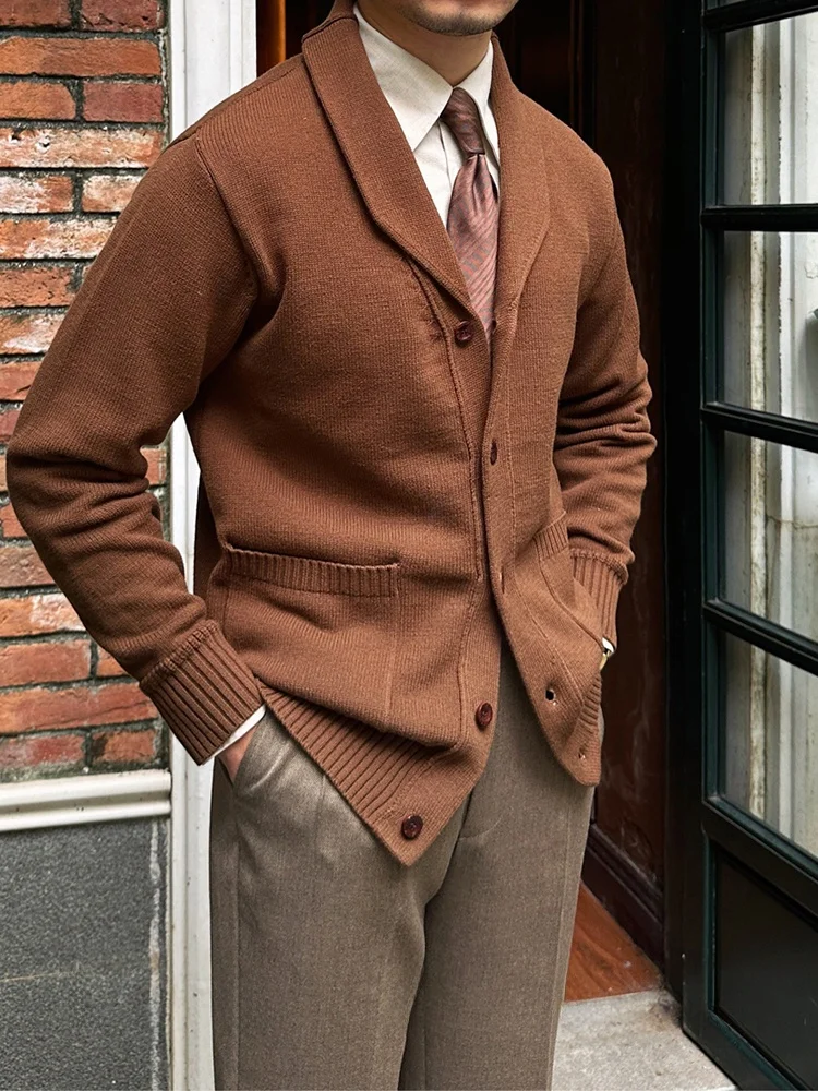 

Mr. Deer Tee's Vintage Knitted Jaet Men's Slim Fit Casual Coat Warm Cotton Blend Long Sve V-Ne Open Cardigan