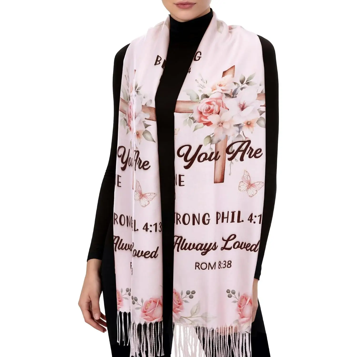 

Prayer Shawls For Women Religious Christian Gifts Grandma Mom Inspirational Bible Pashmina Scarf Wrap Rose Pink