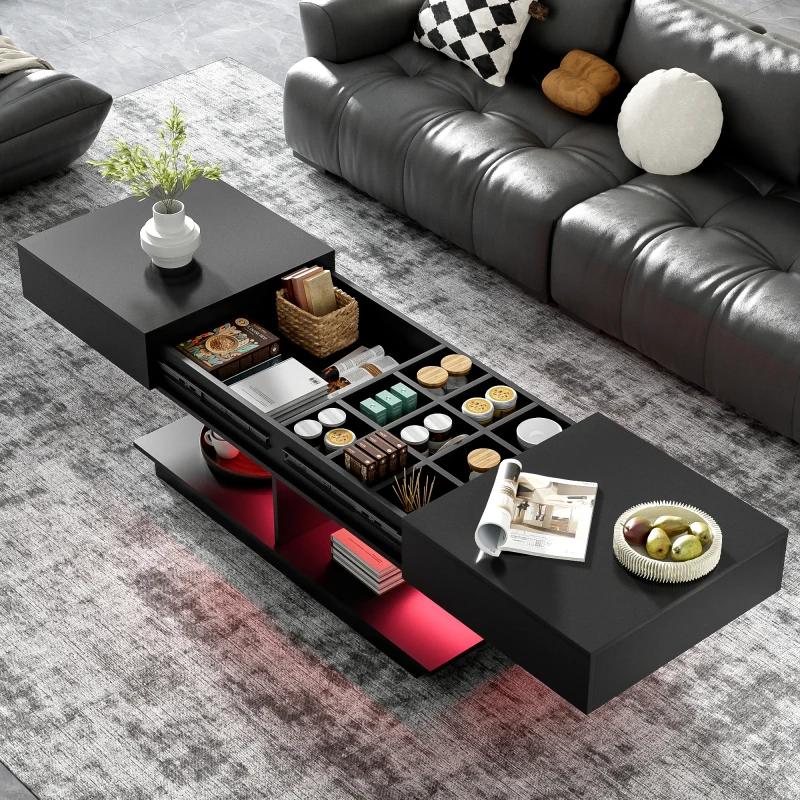 

41.3''-76.7'' Extendable Coffee Table,Efficient Central Coffee Table with Multiple Storage Compartments,Multifunctional