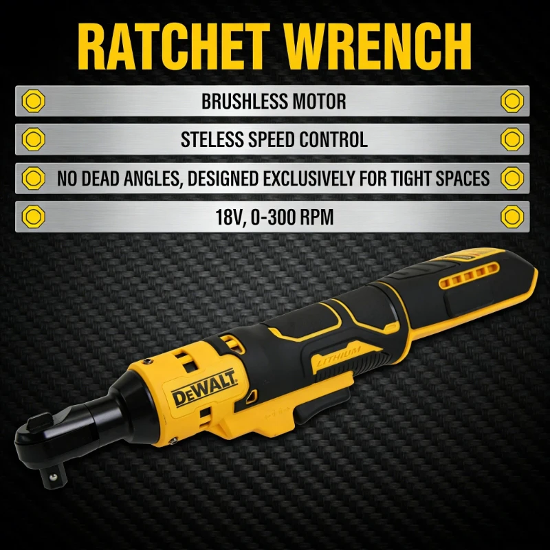 

Dewalt DCF512 Brushless 3/8-Inch Ratchet Wrench: Right Angle Cordless Driver with LED Light & Variable Speed（bare tool）