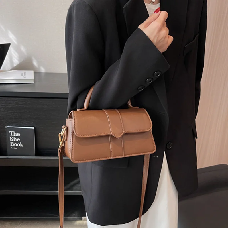 New Pu Leather Shoulder Bag for Women Handbag Fashion Crossbody Bags Vintage Underarm Bag Luxurious Design Square Satchel