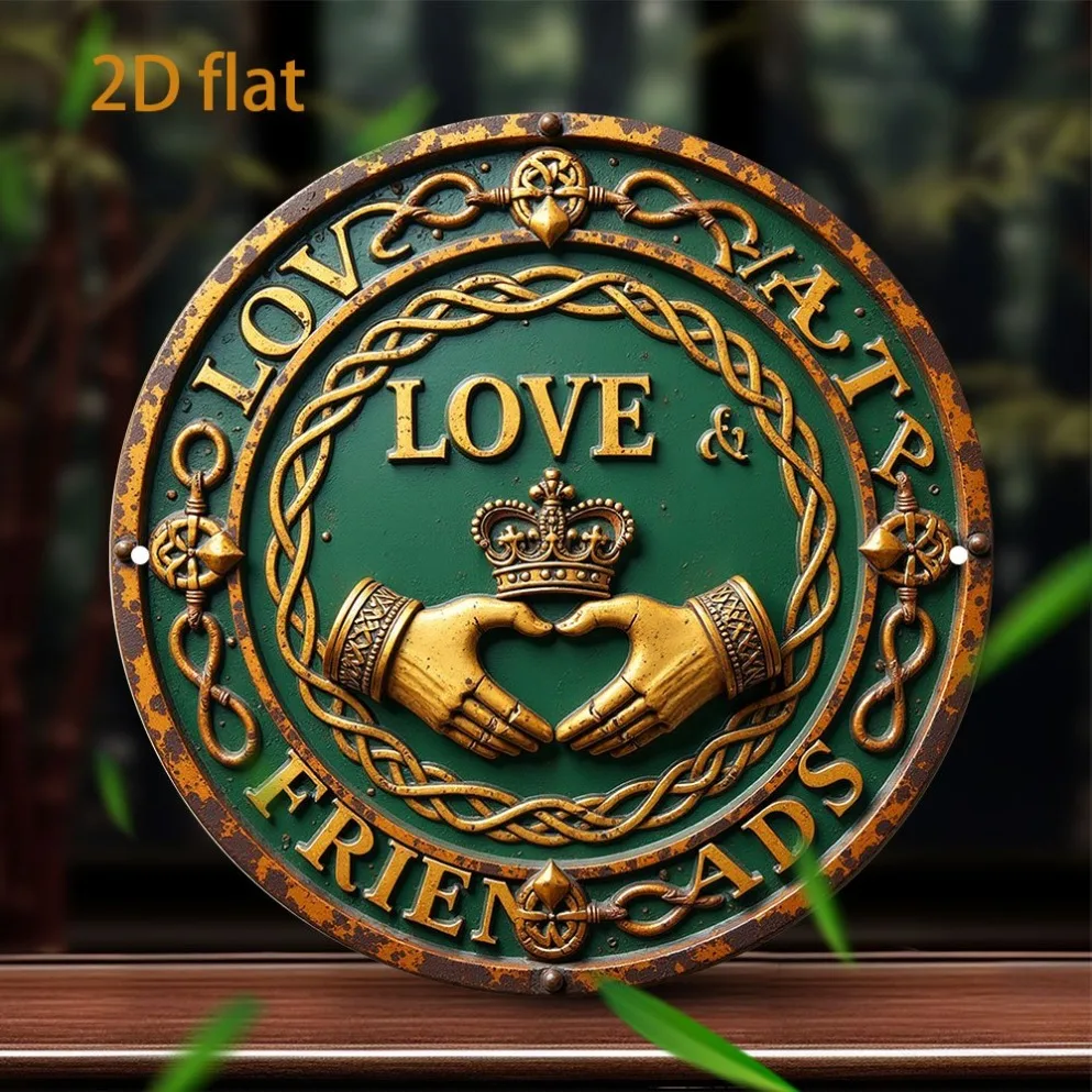 Vintage Irish Claddagh Metal Wall Art - Pre-drilled for Bedroom Living Room Bar Decor, Perfect Gift for Friends and Family