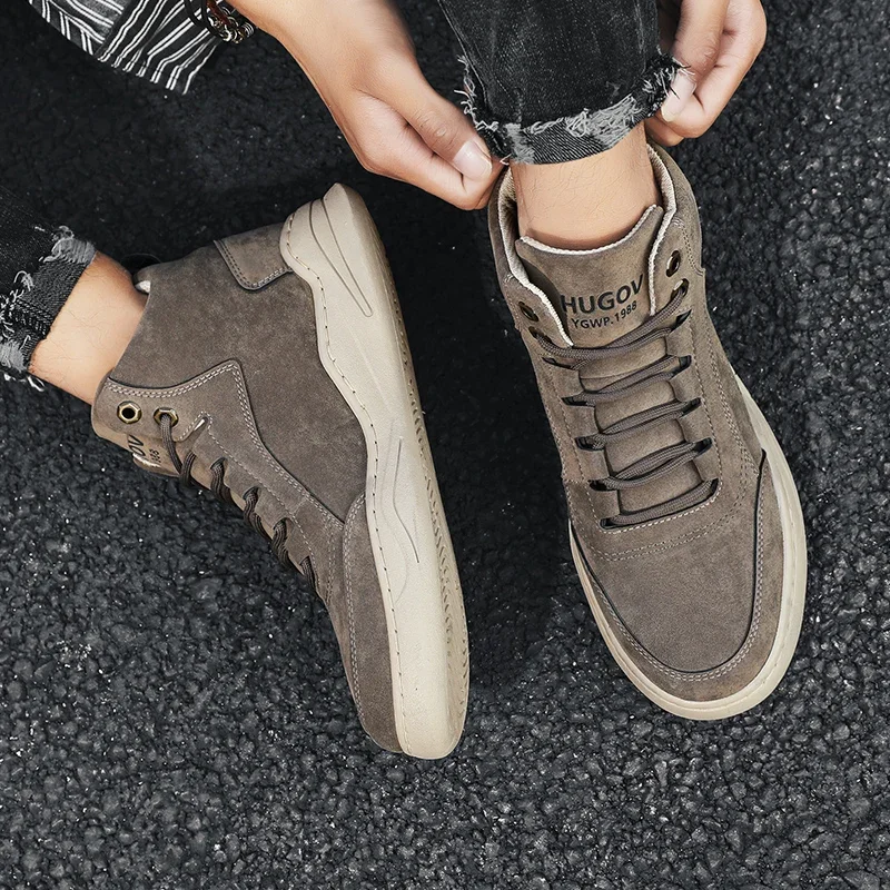 

Motorcycle Ankle Boots High Top Boots Men's Shoes Fashion Shoes for Men Winter Boots Men's Sneakers Lace-Up Botas Hombre