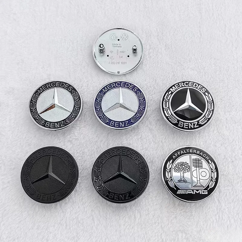 1pcs 3D ABS for Mercedes Benz AMG 57mm 2 pins Car Front Hood Emblem Bonnet Sticker Badge Decal Styling auto accessories