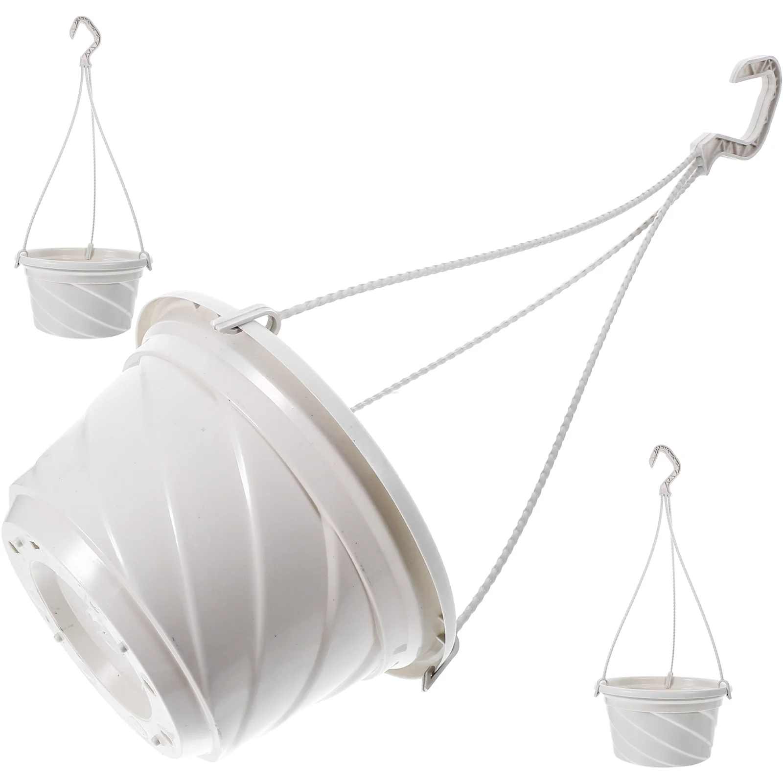 

3pcs Hanging Flower Pot Balcony Planter Small Chlorophytum Orchid Cactus Beige Baskets Smooth Plastic Garden Supplies Home