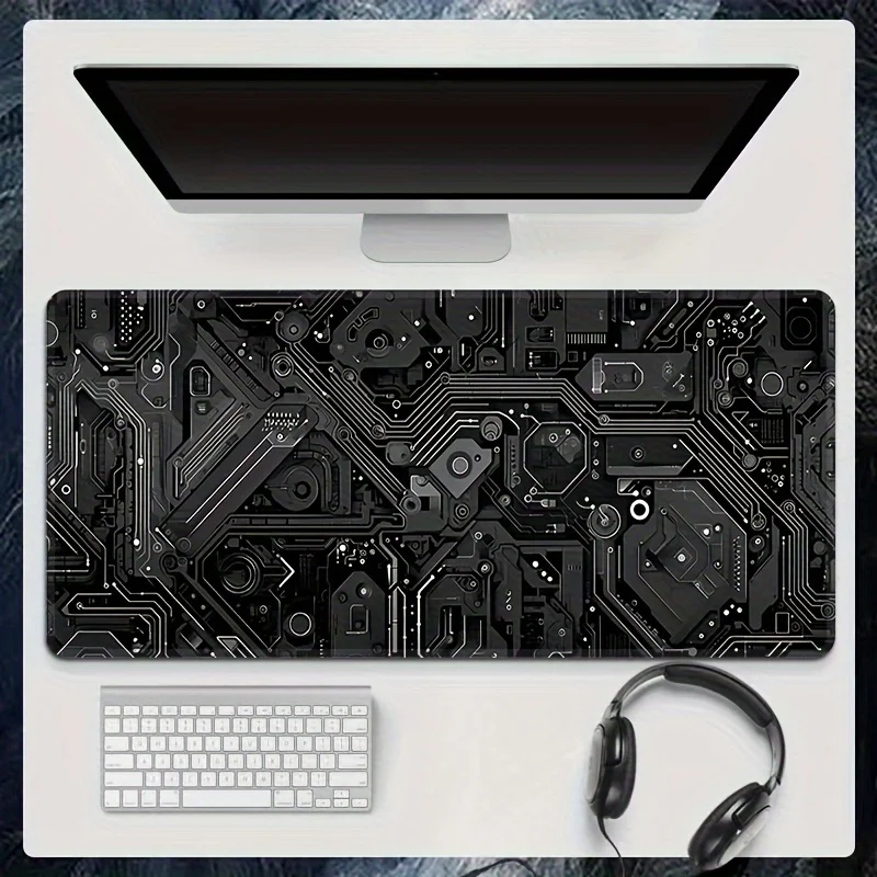 The black circuit design mousepad is made of rubber and is washable. It is a high-quality computer accessory suitable for gamers