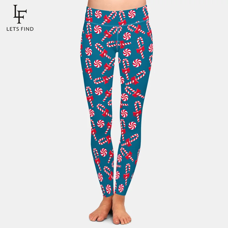 LETSFIND Fashion New Women Winter Leggings 3D Candy Digital Printing High Wiast Comfortable Warm Girl Blue Pants