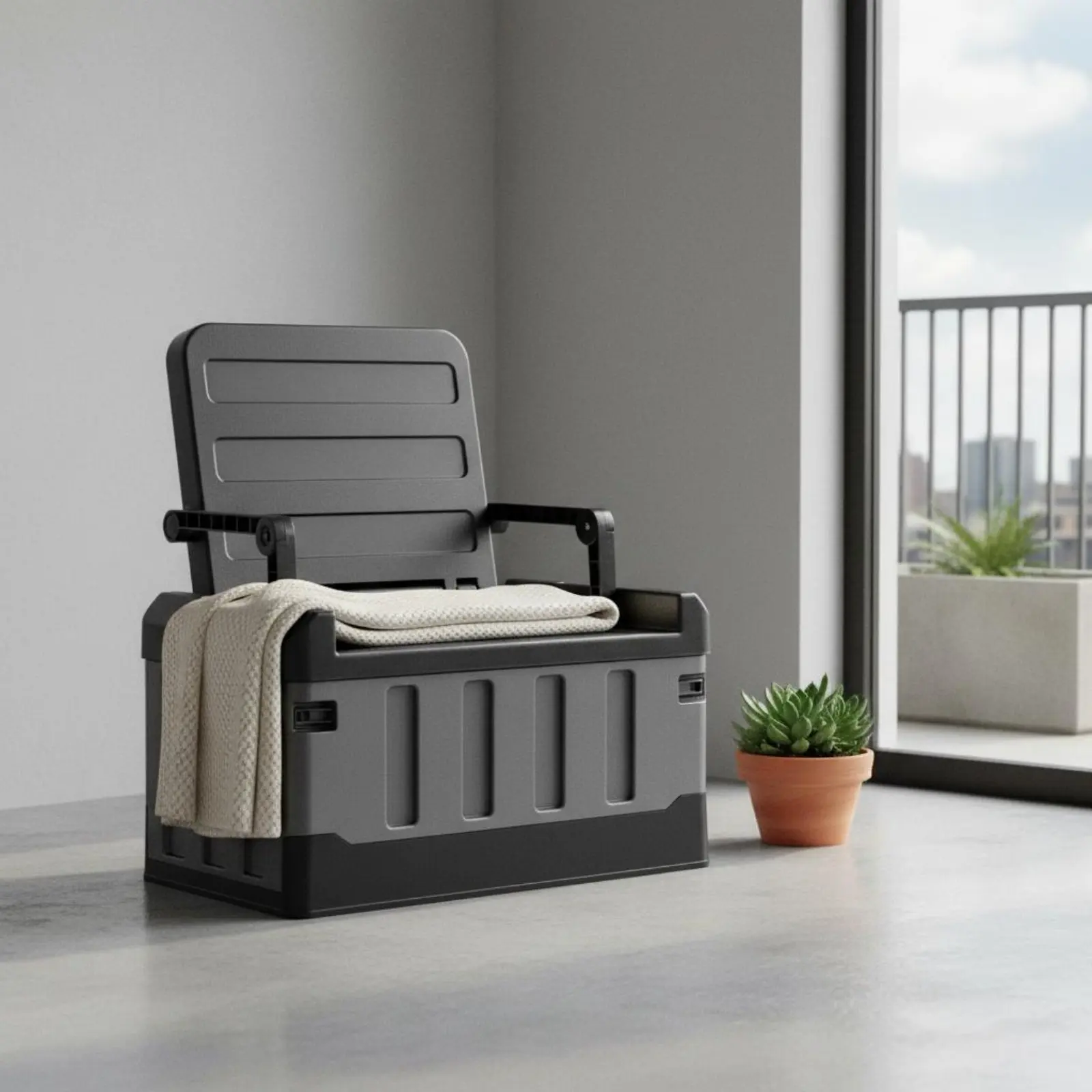 Sit-on Storage Trunk Multi-Functional Portable Storage Seat Foldable Camping Crate Long-Lasting Outdoor Gear Easy to Clean view 2