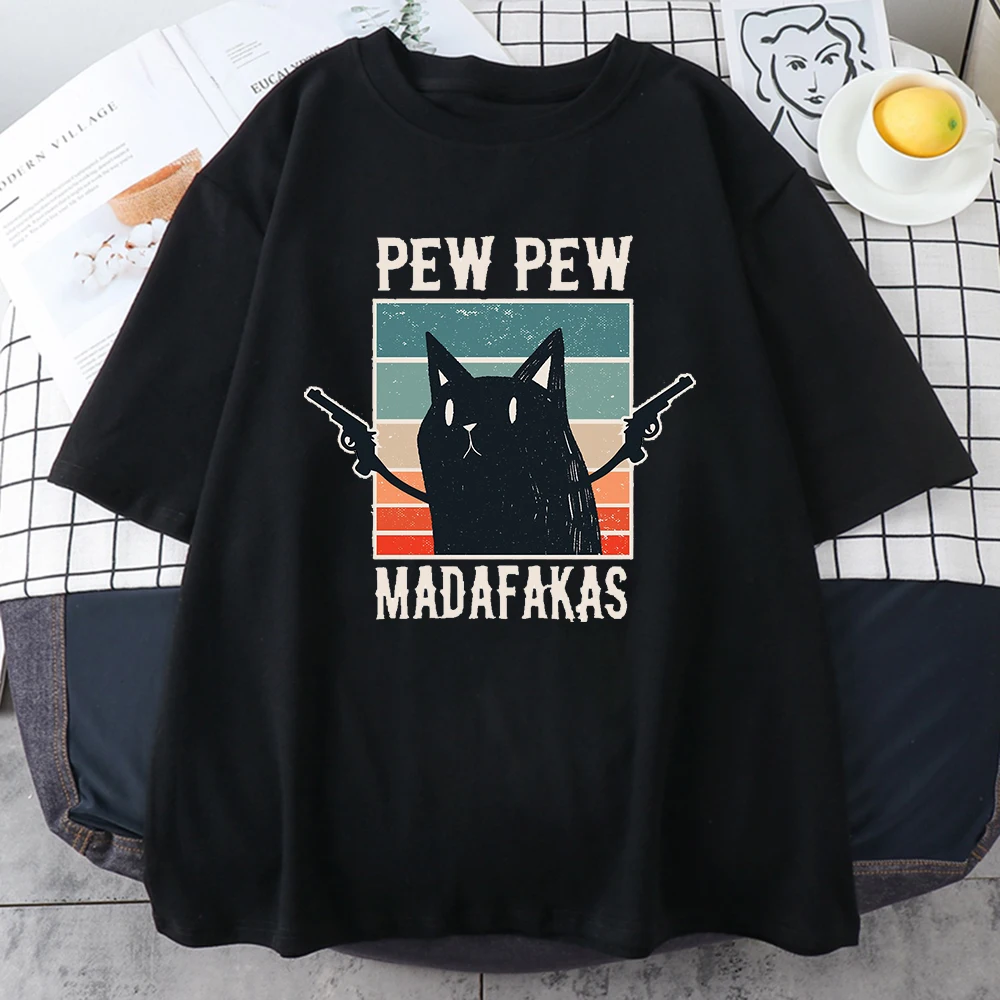 Pew Madafakas Men T-Shirts Funny Streetwear Half Sleeve Sweat Breathable T Shirt Hip Hop Print Casual Cotton cool Brand Clothes