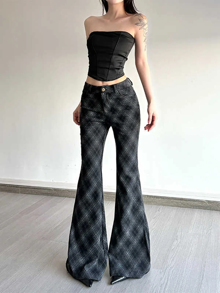 

Blue High-waisted Women's Bell-bottoms Jeans Street Fashion Korean Retro Wide-legged Jeans 2023 Winter Women's Jeans