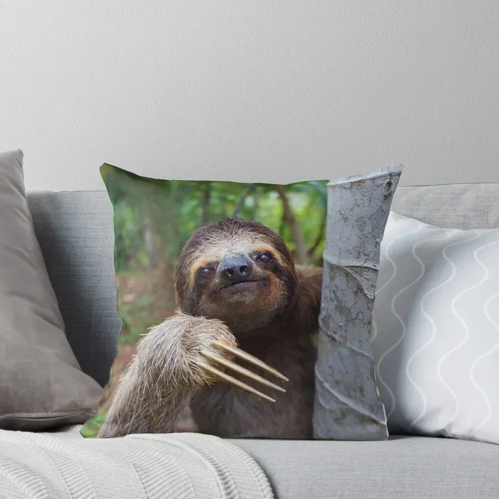 

Portrait of Brown-Throated sloth on a tree Throw Pillow Throw Pillow Covers christmas decorations 2025 pillow