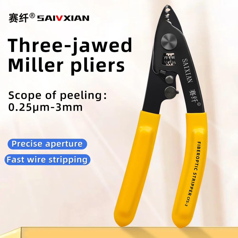 SAIVXIAN CFS-3 Three-port Fiber Optical Stripper Pliers Wire Strippers for FTTH Tools Optic Stripping Plier Tool