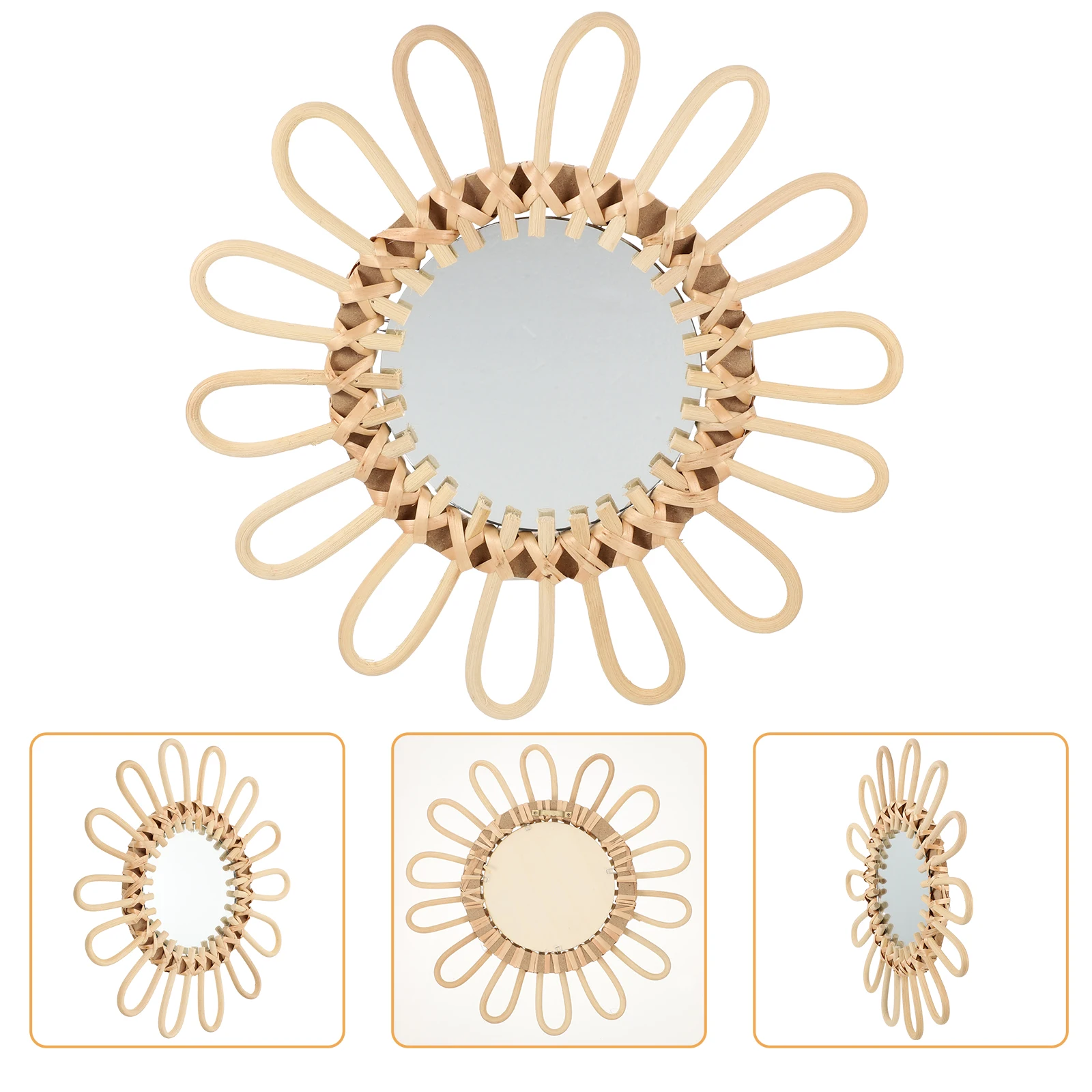 

Wicker Decorative Outer Hanging 14cm Inner H Decorative Mirror made Wall Mirror for Bathroom Bedroom Living Room