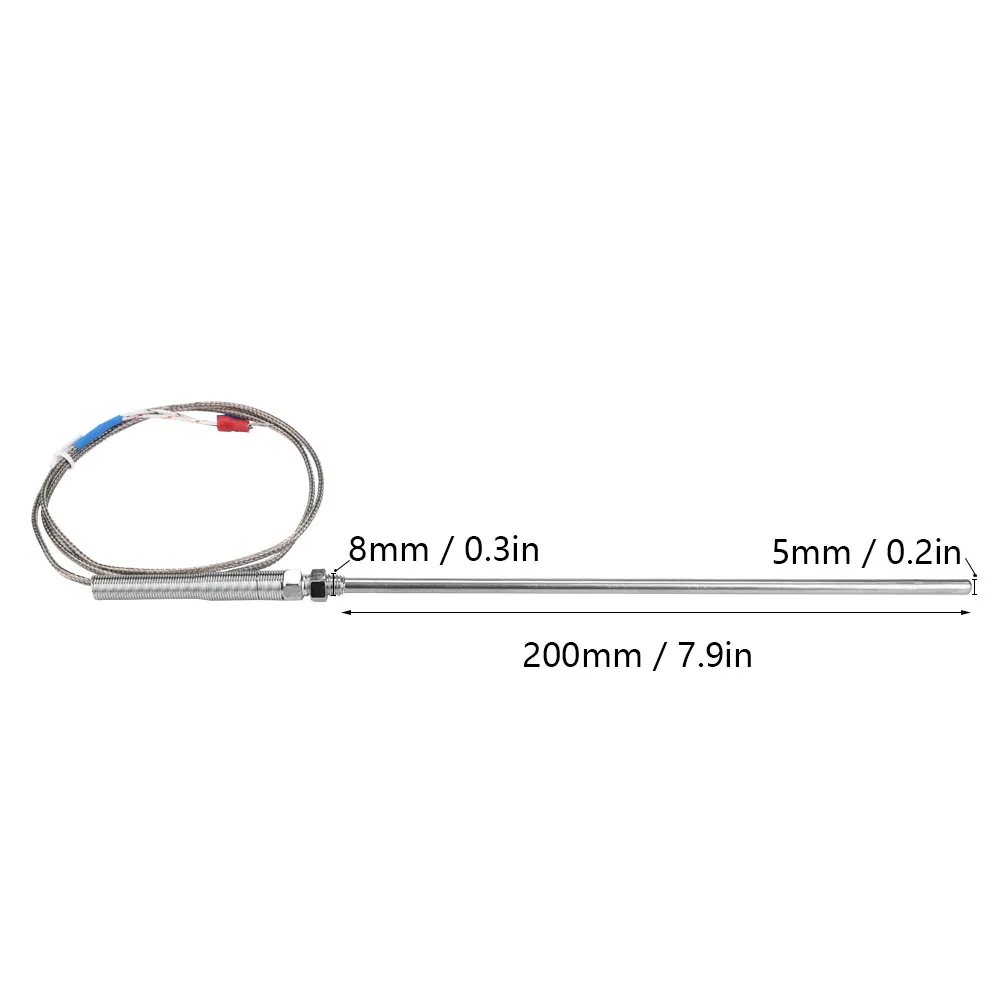 M8 Thread Type K Thermocouple Highly Sensitive Fast Response Time Ranging From 0℃ To 400℃ 200mm Probe Temperature Sensor Wire