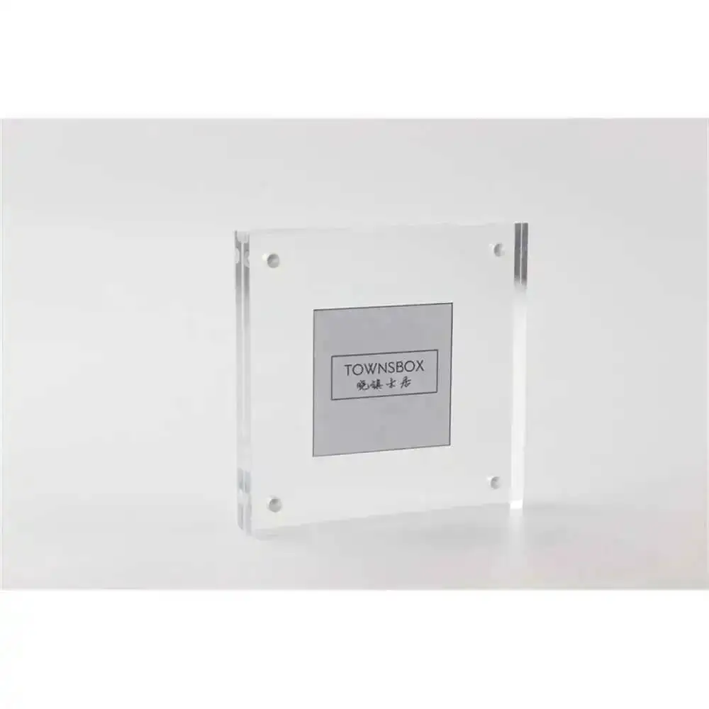 Squre Acrylic Block Frame Magnetic Photo Frame Paper Price Tag Display Crystal Picture Frame Sign Holder 10*10cm 4 Inches