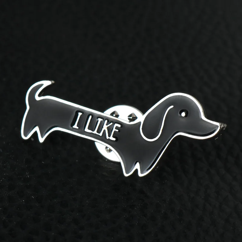 Animal Dog Brooch I LIKE Dachshund Dog Lapel Pin Cute Women Men Bag Pins Accessories Metal Colar Gift image 3