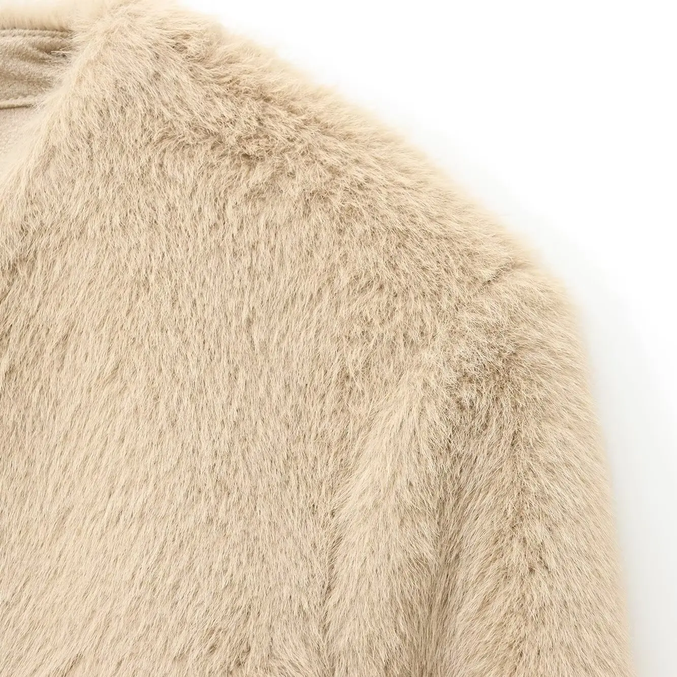 Faionable ort efeito de pele artificial jaet feminino outono novo sle design versátil casual wear fibra de poliéster longo sve