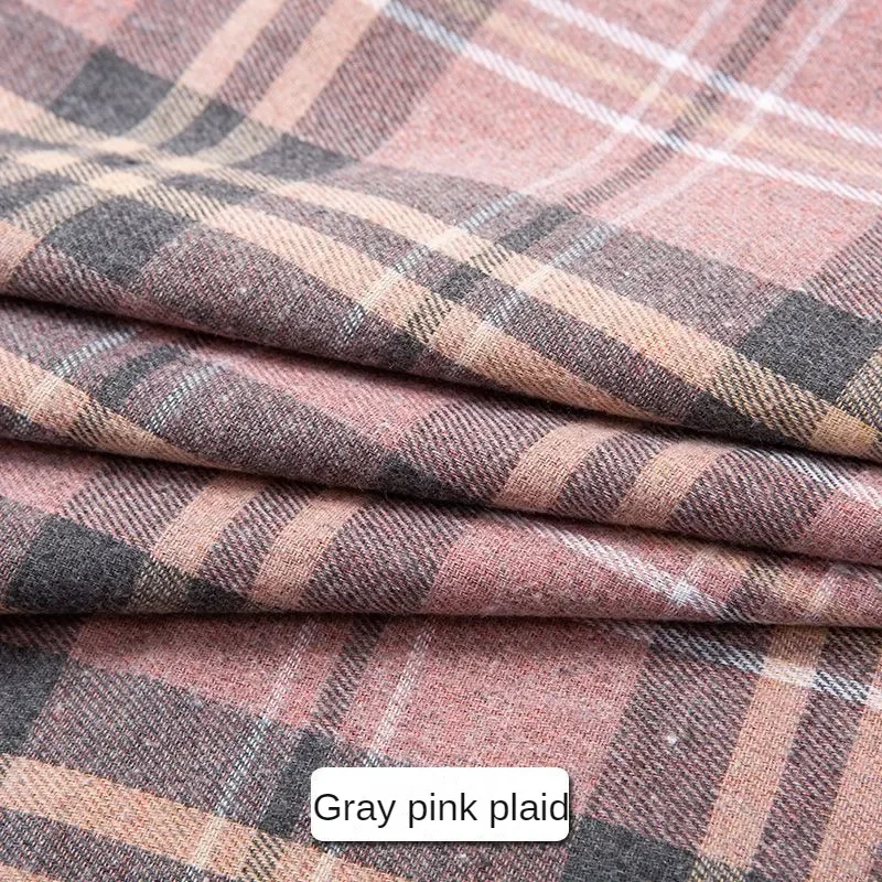 Plaid Shirts Fabric Soft By The Meter for Clothes Doll Dresses Handmade Diy Sewing Washing Cotton Cloth Wearable Spring Black