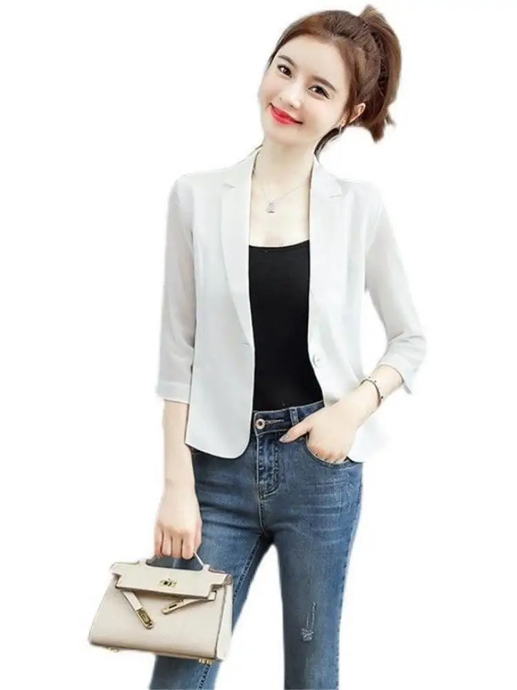 بدلة نسائية صيفية جديدة رقيقة قابلة للتنفس من الشيفون مناسبة للتنقل ملابس عمل irt أنيقة بسيطة متوسطة الحجم #5