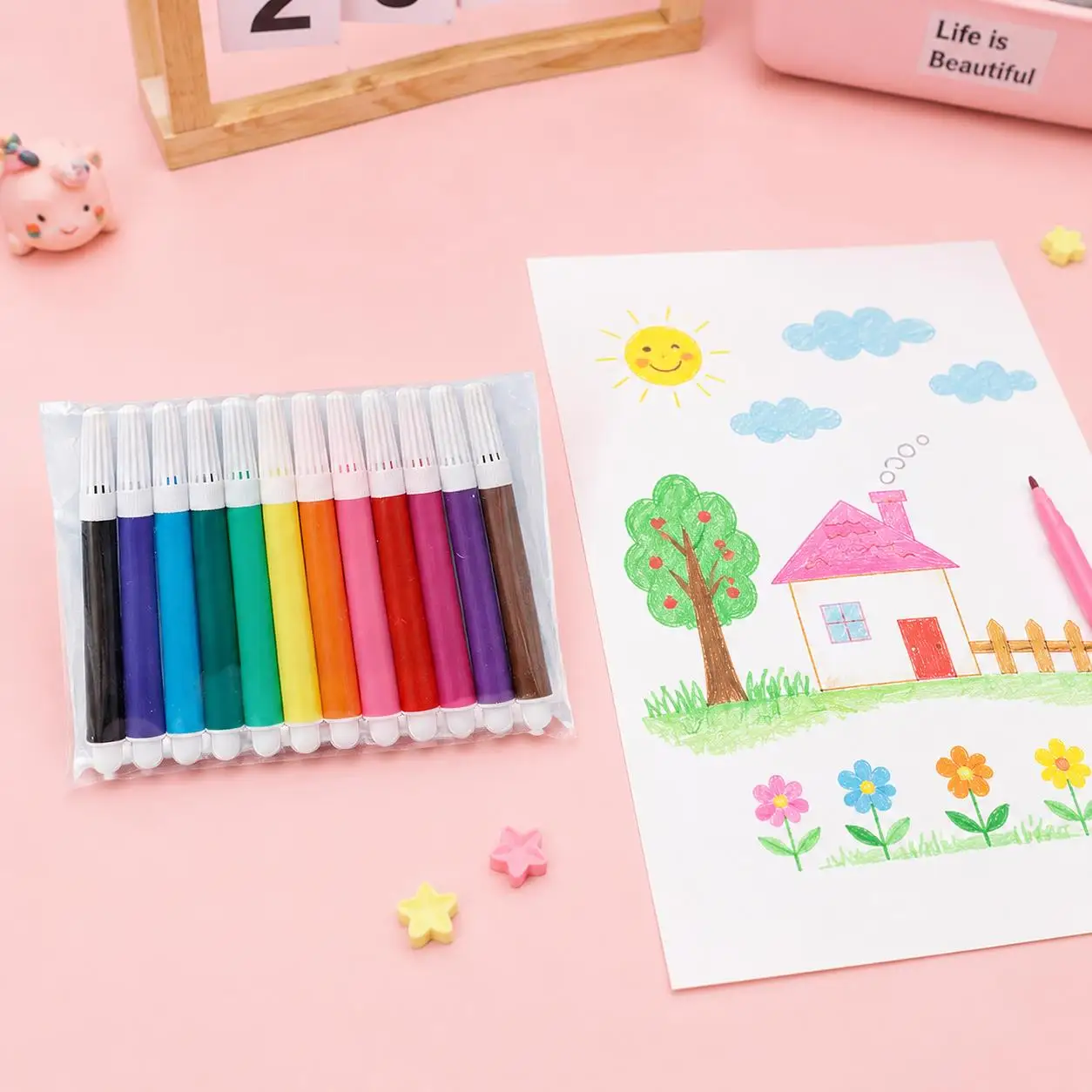 12-Color Marker Pen Set – 1~5 Packs Assorted for Graphic Design, Illustration, School Office Use & Professional Art Supplies TMZ