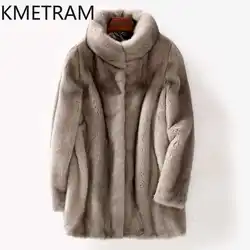 KMETRAM Natural Mink Fur Coat Fashion Winter New in Outerwears Long Fur Jackets Clothes for Women 2024 зимняя куртка женская
