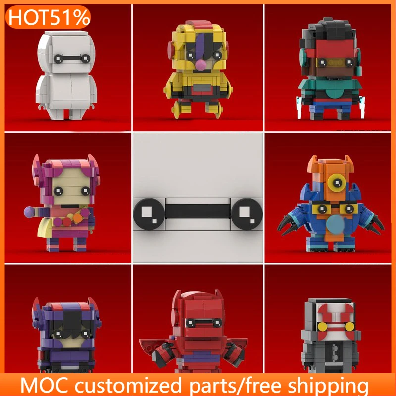 

1224 PCS Brickheadz Style Big Hero 6 Collection MOC Customize Modular Building Block Educational Brick DIY Boy Holiday Toy Gifts