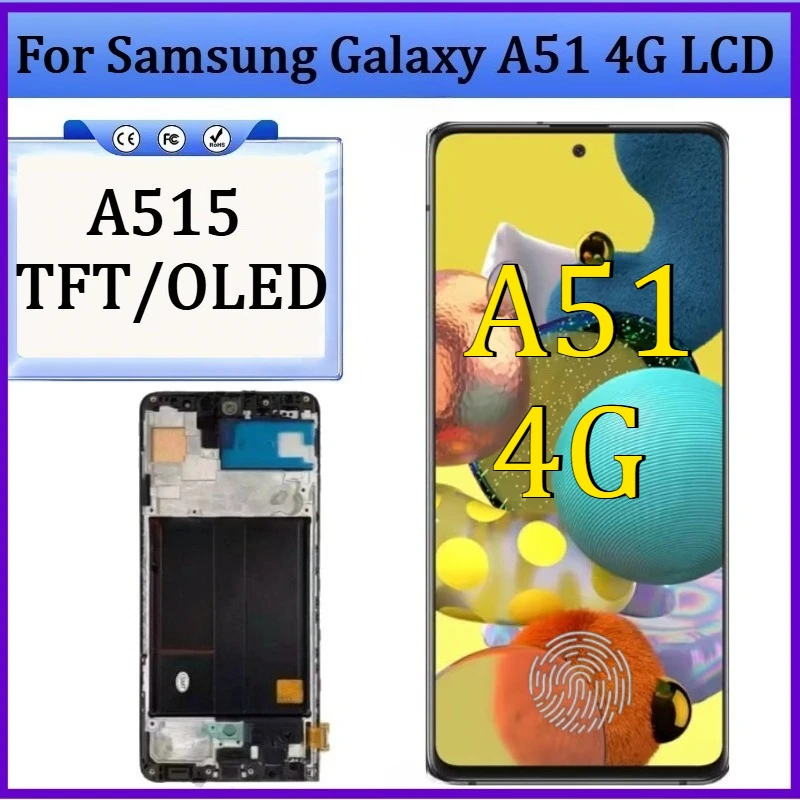 

New TFT/OLED For Samsung A515 LCD A515F Display Touch Screen Digitizer with Frame For Samsung Galaxy A51 4G LCD