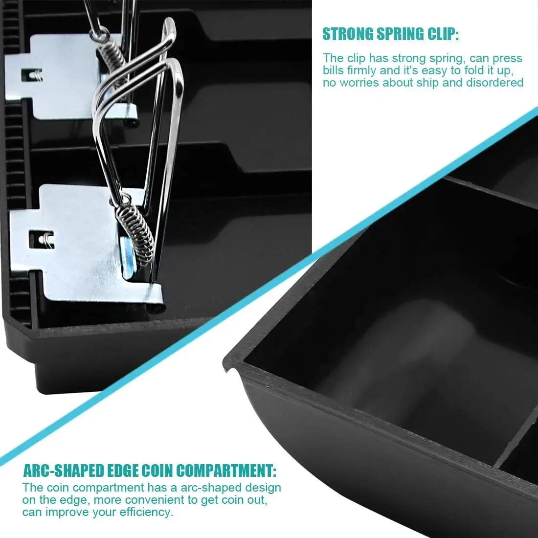 حافظة نقود معدنية بلاستيكية حافظة صلبة لصندوق تسجيل النقود جديد تصنيف متجر أمين الصندوق صندوق درج العملة علبة درج النقود