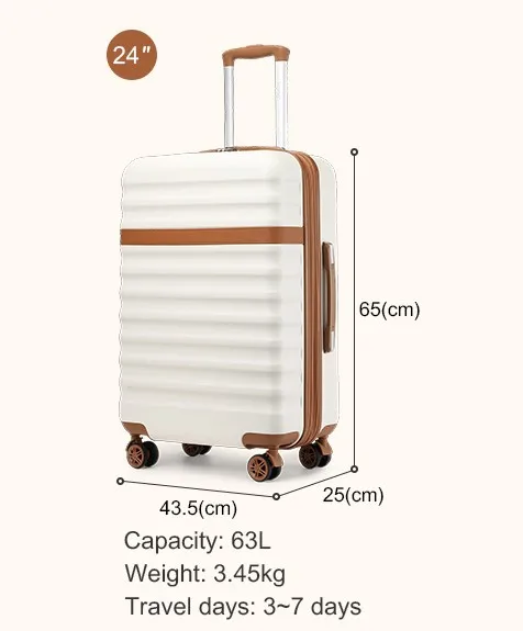 KONO ABS+PC Hartschalenkoffer mit 4 Rollen, TSA-Schloss – Trolley Handgepäck/Reisekoffer (55/65/75cm) – Detail 2