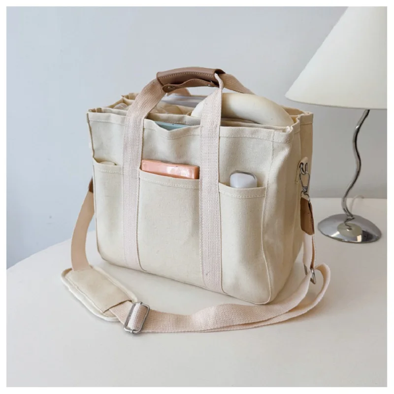 

Большая холщовая сумка-тоут для женщин, кошелек через плечо, сумки для работы, ноутбука, книга, пляжная сумка, многофункциональная сумка для мамы