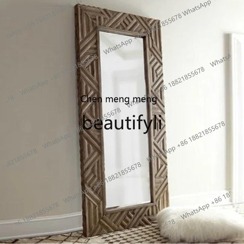 D06 Customized new Chinese full-body mirror retro carved full-length mirror medium and ancient living room floor mirror