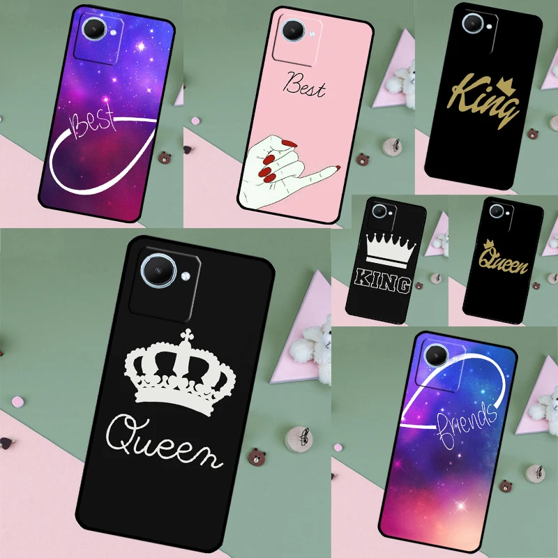 BFF Best Friend Forever King Queen Case For Realme 11 Pro Plus 10 9 8 C11 C15 C25s C21Y C30 C31 C33 C35 C53 C55 GT Neo 5 3T 2T