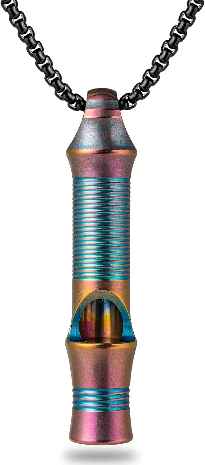 

Titanium Emergency Whistle Loud 120db for Hiking Camping Pets Training EDC Safety Necklace