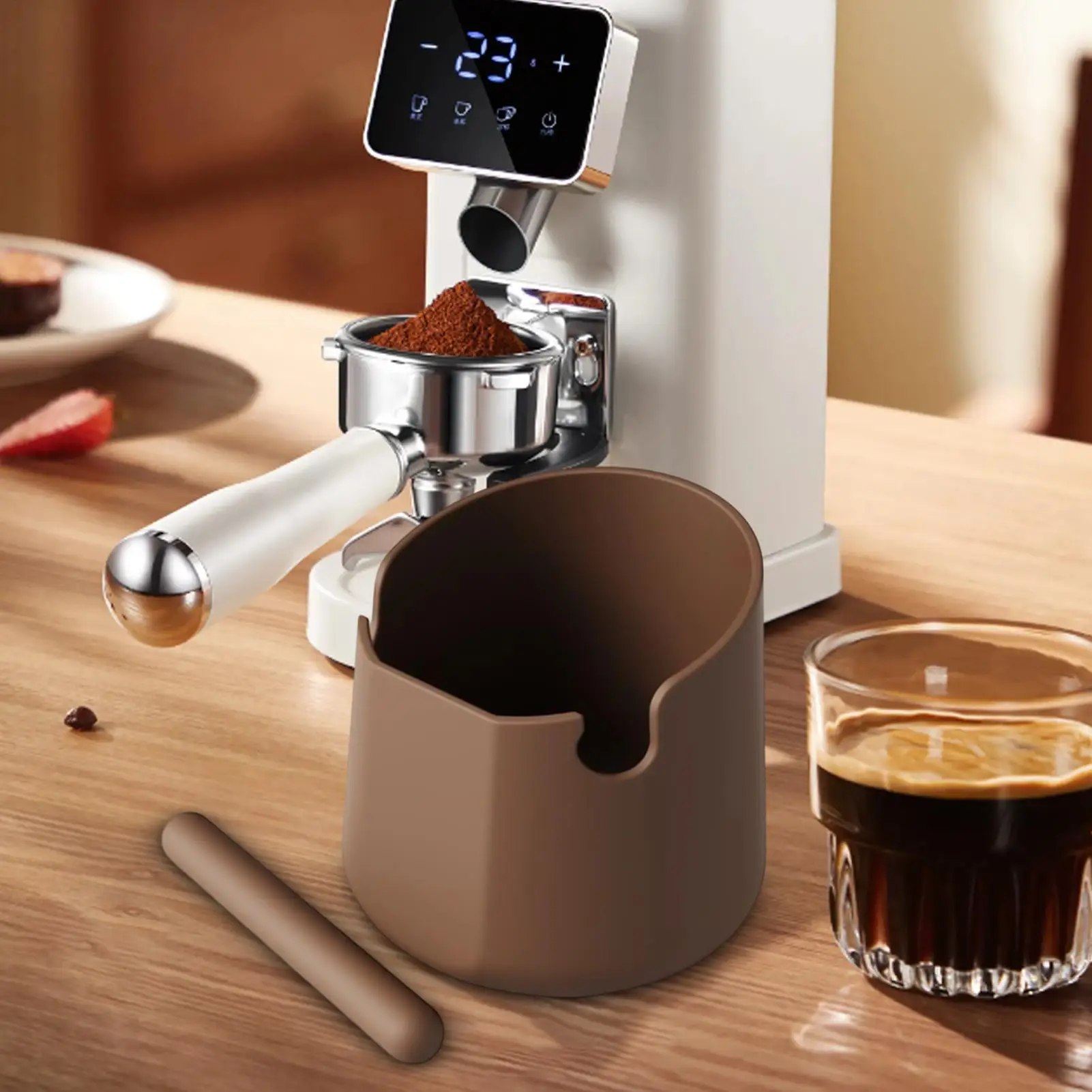 Coffee grounds tapping box with Removable Rod Non-slip Coffee Knocking Box silicone Silent espresso tapping box for Kitchen