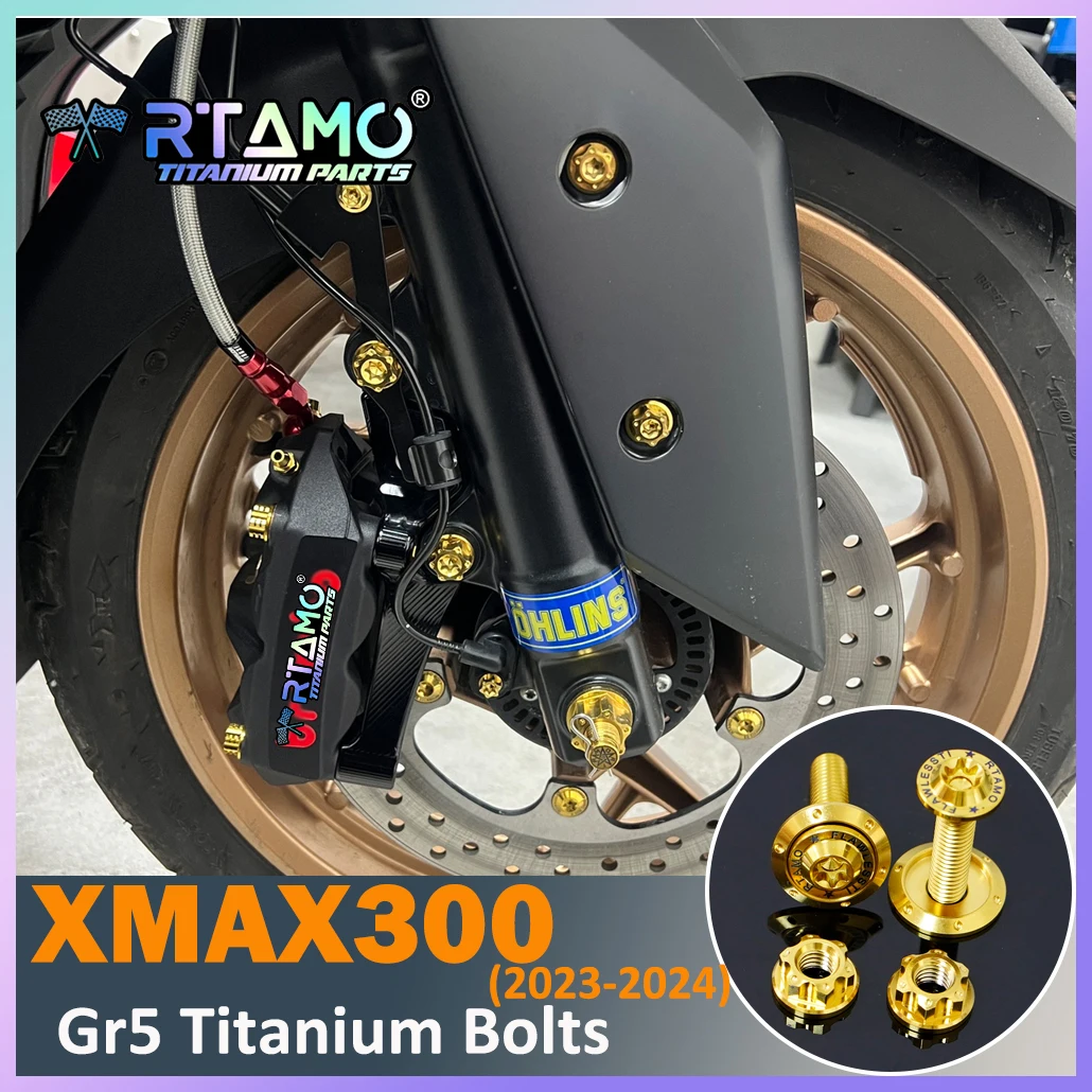 RTAMO Gr5 Titanium Bolts Front Break Disc Windshield Side Cover Front Caliper Screw Lever Bolt for Yamaha Xmax300(2023-2024)