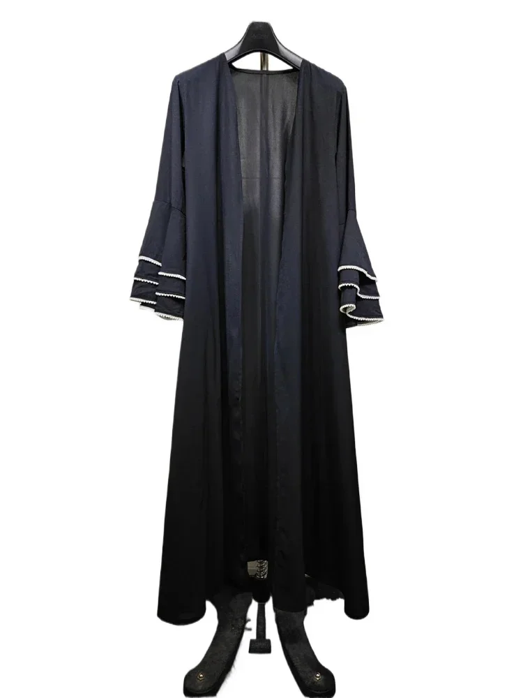 

2025 Palestine Muslim African Dresses For Women Kaftan Dress Islam Robe Femme Musulmane Eid Black Open Kimono Abaya Dubai Luxury