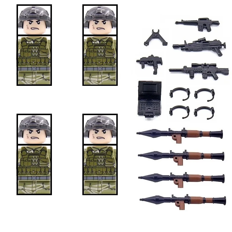 Military Special Forces Mercenaries Mini MOC Figures 레고 Building Blocks Soldiers Army Helmet Weapon SWAT Infantry Bricks Toy