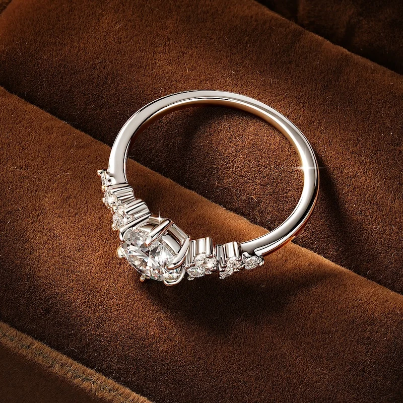 IOGGOU 6,5 mm runder D-Farben-Moissanit-Verlobungsring für Frauen, sechszackiger Ehering, GRA 1CT, imitierter Diamantschmuck, Geschenke – Detail 5