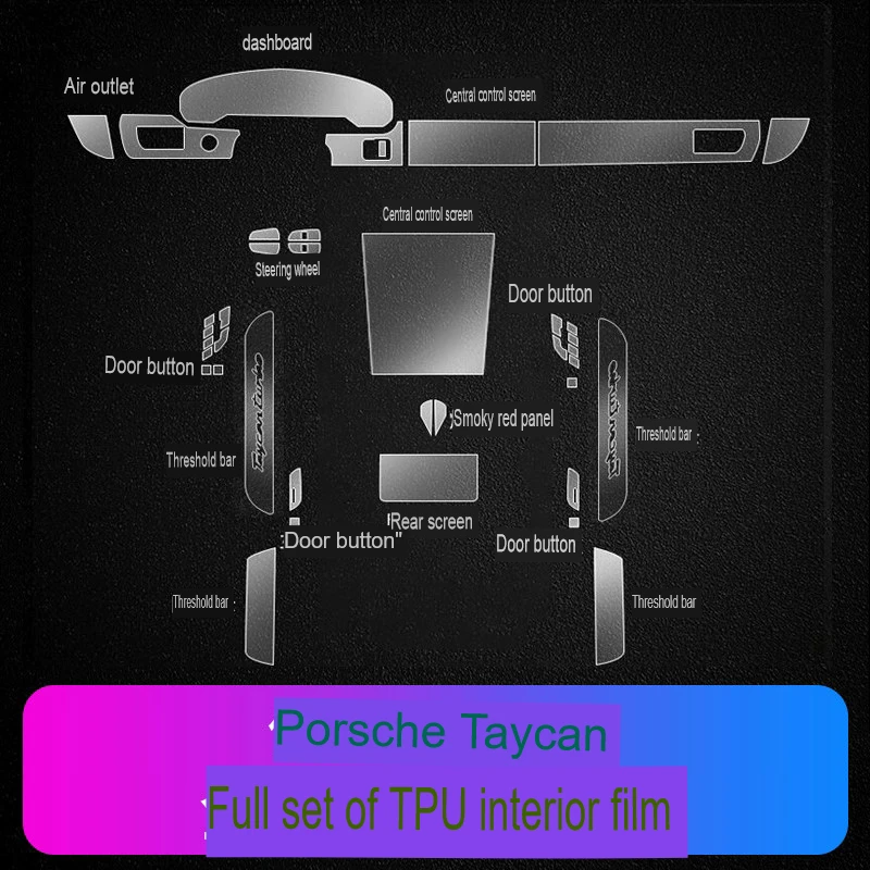 

TPU Film for Porsche Taycan 2020-2025 Invisible Car Dashboard Protector Film Center Console Door Panel Car Interior Sticker