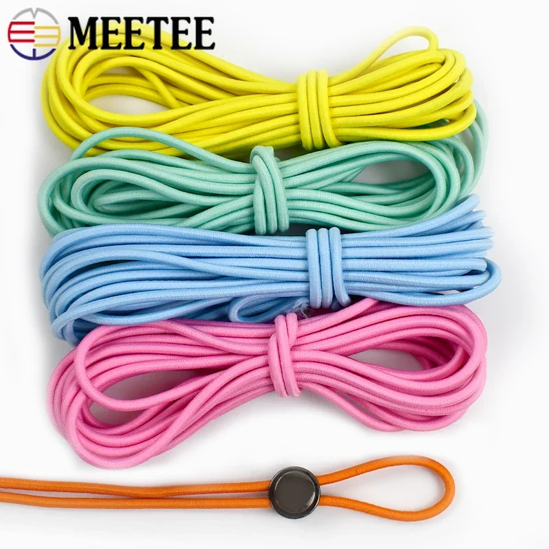 10/20M Round Elastics Band 4mm Colorful Rubber Rope HairBand Bungee Cord Clothes Belt Elasticity Drawstring Sewing Accessories