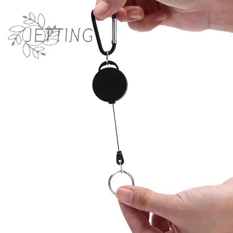 Hot Stainless Steel Rope Camping Telescopic Burglar Chain Key Holder Tactical Keychain Outdoor Ring Return Retractable Key Chain