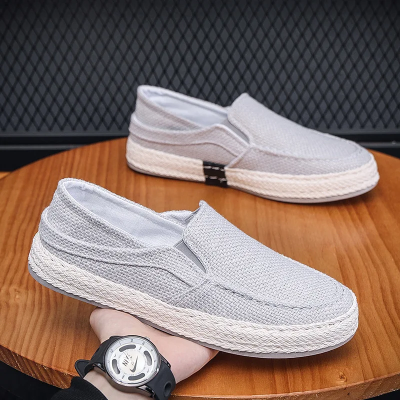 

Мужские летние дышащие льняные туфли, универсальная обувь для вождения с одной педалью, обувь для рыбалки