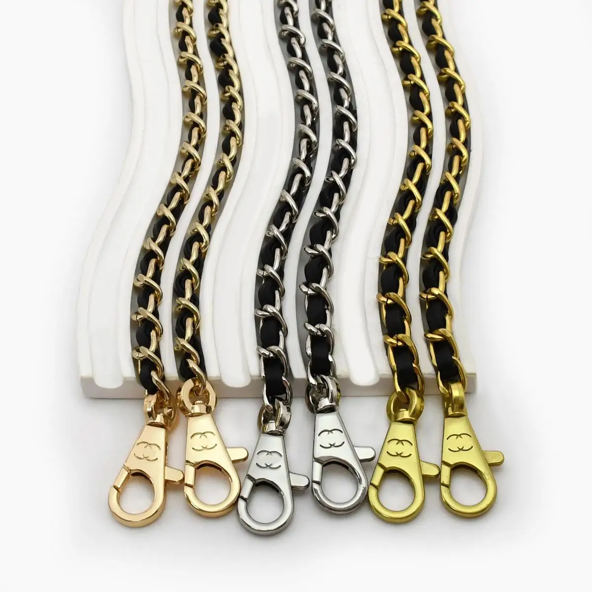 حزام كتف على شكل سلسلة من شانيل WOC، ملحقات معدنية بديلة لمحفظة حقيبة كروس وحزام تعديل