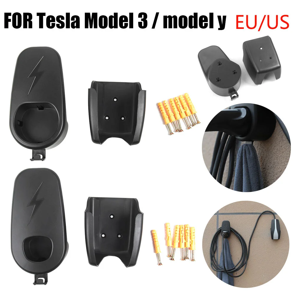 Vehicle Charger Control Holder with Chassis Bracket Charger Holder Charger Cable Wall Stand for Tesla Model 3 Y Car Accessories