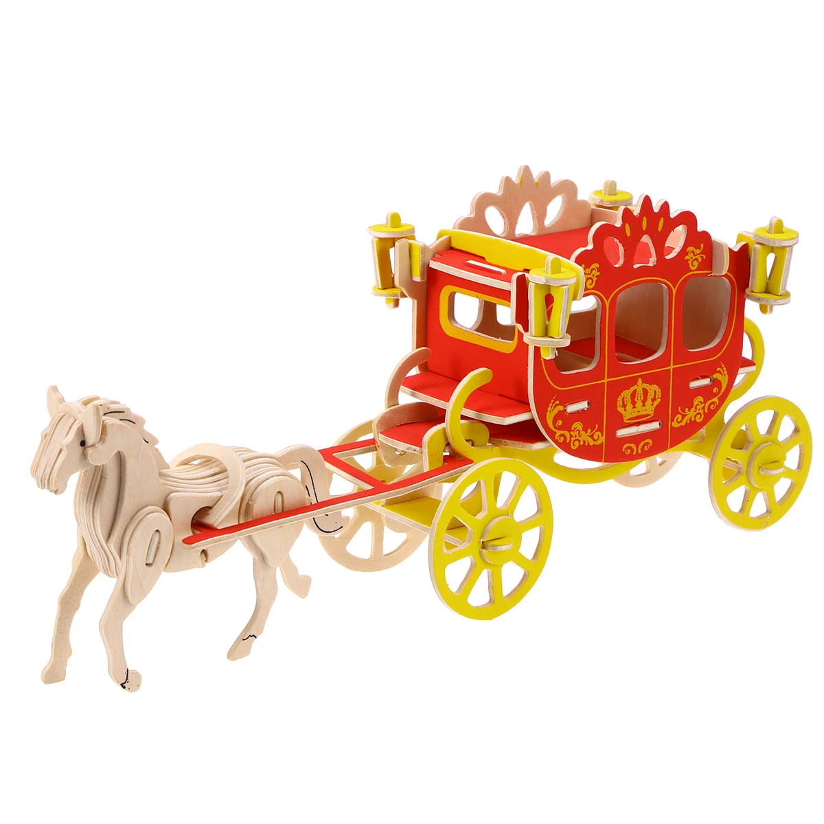 3 Carriage Puzzle Wooden Kit about Handmade Model Educational Puzzles Bamboo 3d