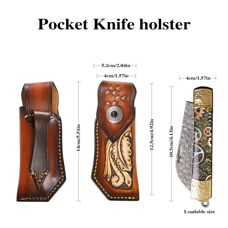 High Quality Handmade Folding Leather Case Folding Knife Holster Outdoor Camping Multipurpose Protective Case Real Leather